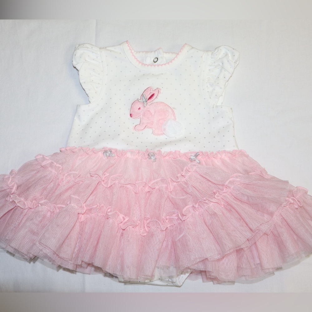 Little Me Pink and White Bunny Diaper Cover 3 months